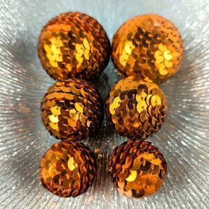 Orange Sequined Craft Balls Small/Medium/Large